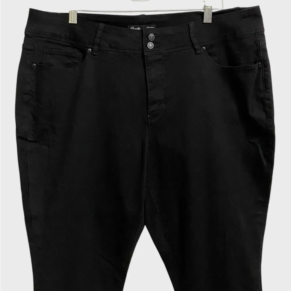Royalty For Me Women's High Rise Ankle Skinny Jeans Size 20W Black Cuffed Hem